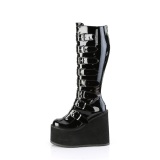 Negro Charol 14 cm demonia botas plataforma de caña ancha elásticos