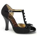Negro Gamuza 10 cm SMITTEN-10 Rockabilly zapatos de salón tacón bajo