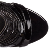 Negro Lacado 13 cm SEXY-52 Planos Botines Altos Mujer