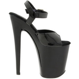 Negro Lacado 20 cm Pleaser XTREME-809 Tacones Altos Plataforma