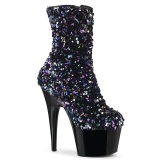 Negro Lentejuelas 18 cm ADORE-1042SQ plataforma botines tac�n alto mujer