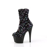 Negro Lentejuelas 18 cm ADORE-1042SQ plataforma botines tac�n alto mujer