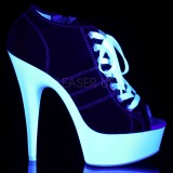 Negro Neon 15 cm DELIGHT-600SK-01 Zapatos de lona con tacón