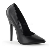 Negro Piel 15 cm DOMINA-420 zapatos puntiagudos con tacón de aguja