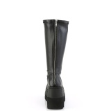Negro Polipiel 11,5 cm botas plataforma de caña ancha elásticos