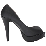 Negro Polipiel 13,5 cm CHLOE-01 zapatos de salón tallas grandes