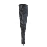 Negro Polipiel 13 cm botas altas de caña ancha elásticos