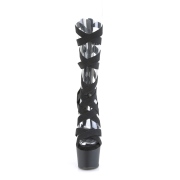Negro Polipiel 18 cm ADORE-700-48 tacones altos con cordones de tobillo