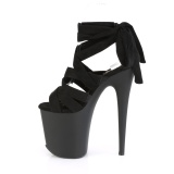 Negro Polipiel 20 cm FLAMINGO-876 tacones altos con cordones de tobillo