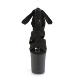 Negro Polipiel 20 cm FLAMINGO-876 tacones altos con cordones de tobillo