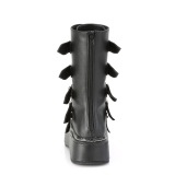 Negro Polipiel 5 cm EMILY-330 plataforma botas de mujer con hebillas