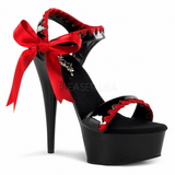 Negro Rojo Charol 15 cm DELIGHT-615 Tacón de Aguja Stiletto Zapatos