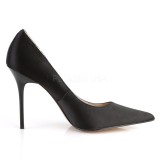 Negro Satinado 10 cm CLASSIQUE-20 zapatos puntiagudos tacón de aguja