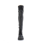 Negro Vegano 11,5 cm SHAKER-374 botas por encima de la rodilla con cordones