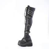 Negro Vegano 11,5 cm SHAKER-420 botas por encima de la rodilla con cordones