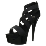 Negro banda elástica 15 cm DELIGHT-669 calzado pleaser con tacón de mujer