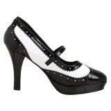 Negro blanco 10,5 cm CONTESSA-06 zapatos de salón mary jane rockabilly gangster