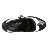 Negro blanco 10,5 cm CONTESSA-06 zapatos de salón mary jane rockabilly gangster