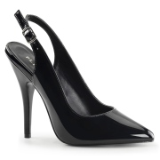 Negro charol 13 cm SEDUCE-317 slingback zapatos de salón puntiagudos