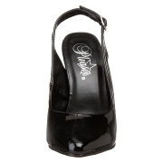 Negro charol 13 cm SEDUCE-317 slingback zapatos de salón puntiagudos