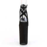 Negro vegano suede 25,5 cm BEYOND-087FS zapatos de salón plataforma tacones extremos