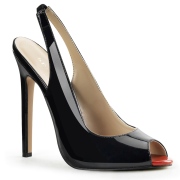 Negro zapato de sal�n slingback peep toe 13 cm SEXY-08