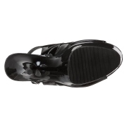 Negro zapato de salón slingback peep toe y plataforma 15 cm
