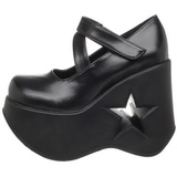 Negros 13 cm DYNAMITE-03 lolita zapatos góticos calzados con cuña alta
