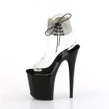 Negros 20 cm FLAMINGO-2RS tacones altos con correa al tobillo strass