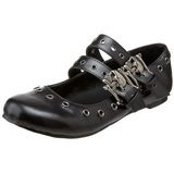 Negros DAISY-03 góticos zapatos de bailarina planos tacón