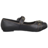 Negros DAISY-09 góticos zapatos de bailarina planos tacón