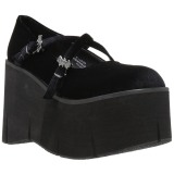Negros Terciopelo 11,5 cm KERA-10 zapatos lolita plataforma