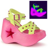 Neon 13 cm Demonia DYNAMITE-02 lolita zapatos sandalias con cuña alta