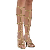 Oro 8 cm ROMAN-10 gladiador sandalias hasta la rodilla con hebillas