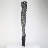 Patrn de serpiente negro 20 cm 3008SP-BT botas por encima de la rodilla con cordones