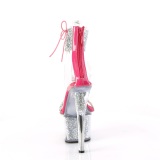 Pink 18 cm SKY-327RSI tacones altos con correa al tobillo strass