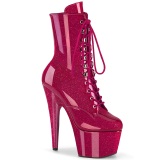 Pink glitter 18 cm plataforma botines tacón alto mujer