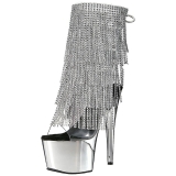 Plata 18 cm ADORE-1017RSF botines con flecos de mujer tac�n altos