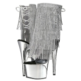 Plata 18 cm ADORE-1017RSF botines con flecos de mujer tac�n altos
