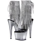 Plata 18 cm ADORE-1017RSFT botines con flecos de mujer tac�n altos