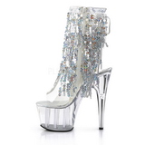 Plata 18 cm ADORE-1017SQF botines lentejuelas con flecos