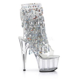 Plata 18 cm ADORE-1017SQF botines lentejuelas con flecos