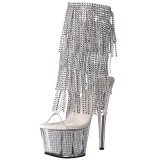 Plata 18 cm ADORE-1017SRS botines con flecos de mujer tac�n altos