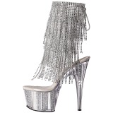 Plata 18 cm ADORE-1017SRS botines con flecos de mujer tac�n altos