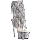 Plata 18 cm ADORE-1017SRS botines con flecos de mujer tac�n altos