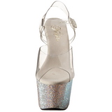 Plata 18 cm Pleaser BEJEWELED-708DM Strass Plataforma Tacones Altos