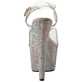 Plata 18 cm Pleaser BEJEWELED-708DM Strass Plataforma Tacones Altos