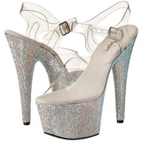 Plata 18 cm Pleaser BEJEWELED-708DM Strass Plataforma Tacones Altos