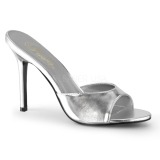 Plata Polipiel 10 cm CLASSIQUE-01 zapatos de pantuflas tacón alto tallas grandes