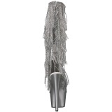 Plata Strass 18 cm ADORE-2024RSF botas con flecos de mujer tacón altos